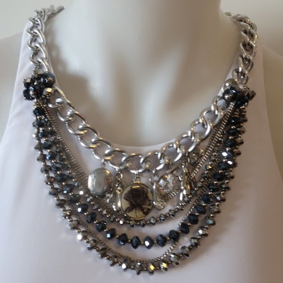 WOMENS CHRISTINA MAKOWSKY WHITE SILVER-TONED JEWELED NECK TOP XS * - Picture 6 of 16